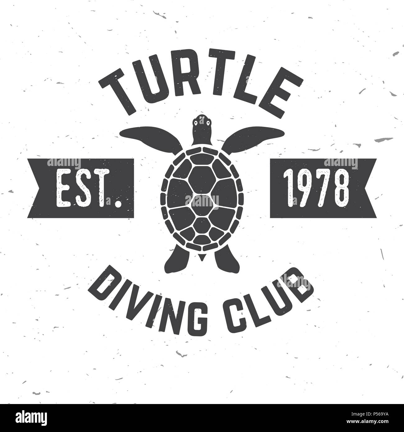 Turtle Diving Club. Vector Illustration. Konzept für Hemd oder Logo, Print, Stempel oder T-Stück. Vintage Typografie Design mit turtle Silhouette. Stock Vektor