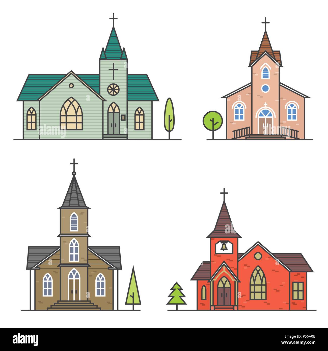 Vektor dünne Linie Symbol Kirche. Für web design und Application Interface, auch nützlich für Infografiken. Vector Illustration. Stock Vektor