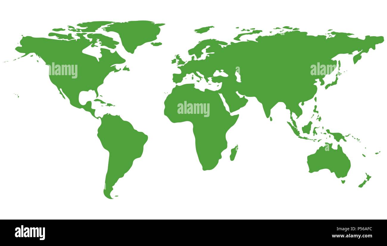 Grüne Welt Karte auf weißem Hintergrund. Green Planet. Tag der Umwelt. Vector Illustration Stock Vektor