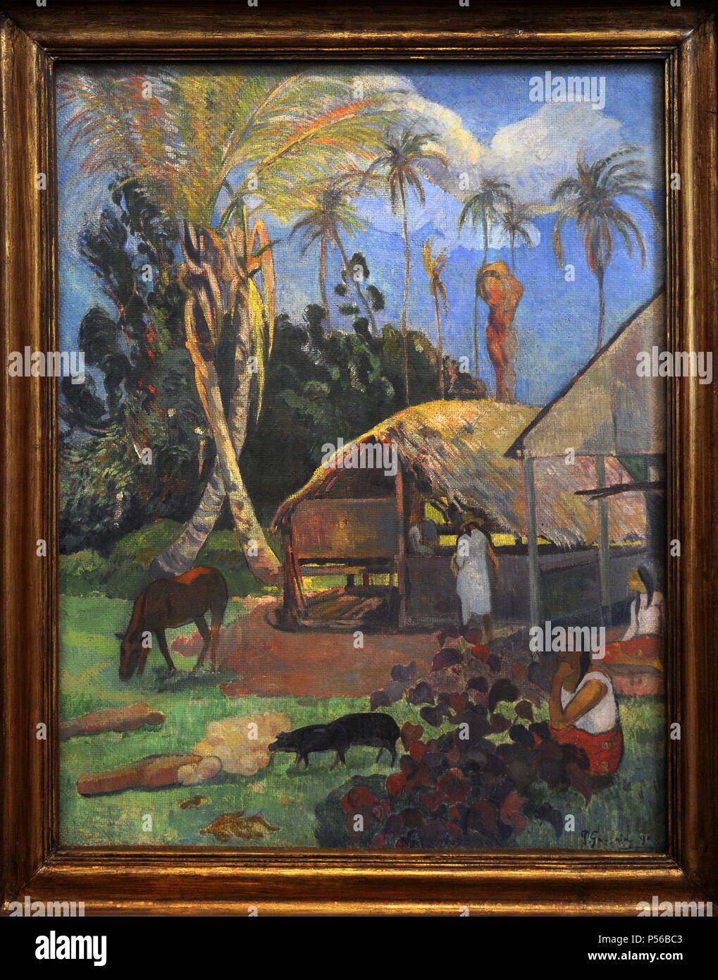 Paul Gauguin (1848-1903). Französische Maler. Schwarze Schweine, 1891. Öl auf Leinwand, 1 Tahiti. Museum der Bildenden Künste Budapest. Ungarn. Stockfoto