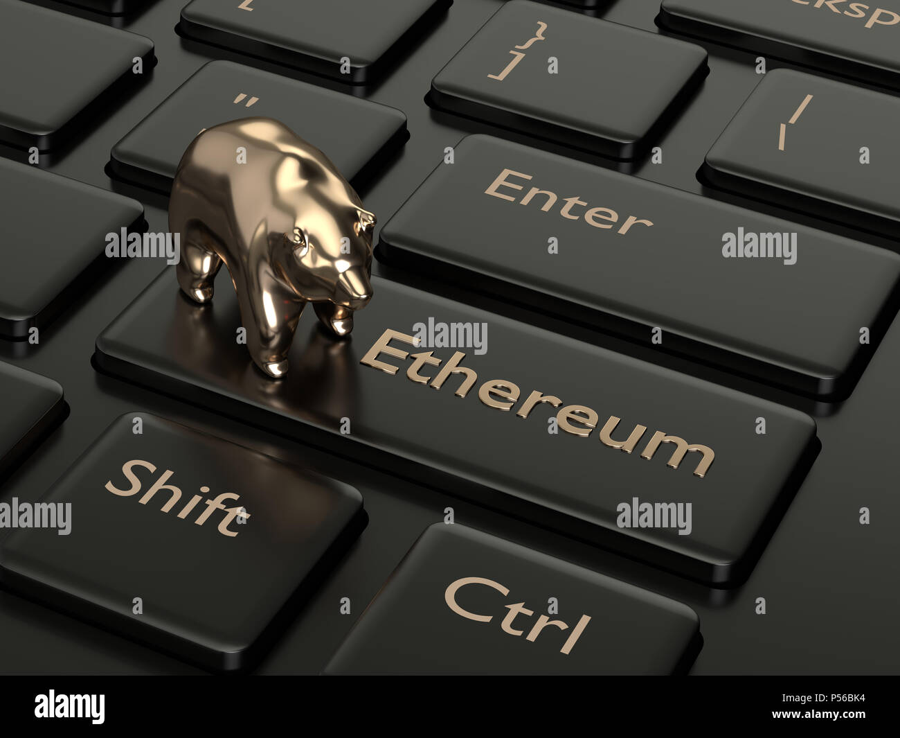 3D-Render von Computer Tastatur mit astraleums Button und Tragen. Cryptocurrencies Konzept. Stockfoto
