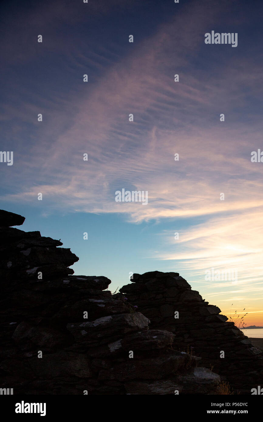 Sonnenuntergang über dem Atlantischen Ozean weg von Valentia Island, County Kerry Irland Stockfoto