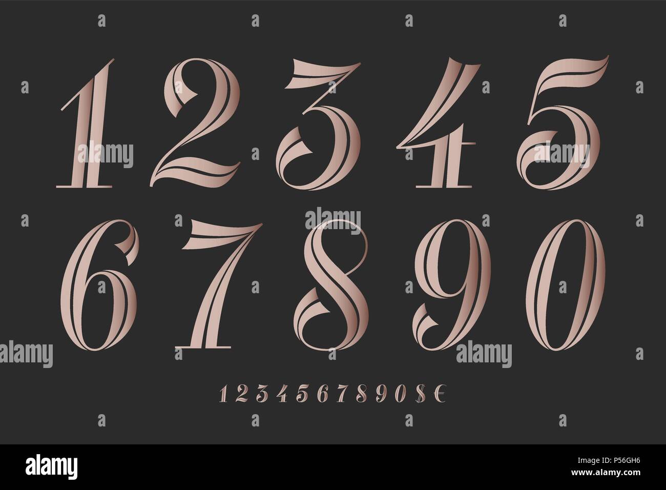 Zahlen Font. Klassische elegante Schrift Stock-Vektorgrafik - Alamy