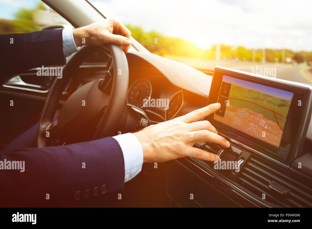 Nahaufnahme des Navigationssystems Stockfoto