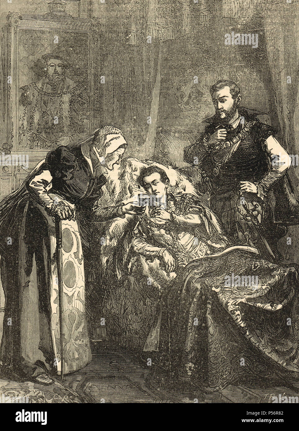 King Edward VI auf seinem Sterbebett, 1553 Stockfoto
