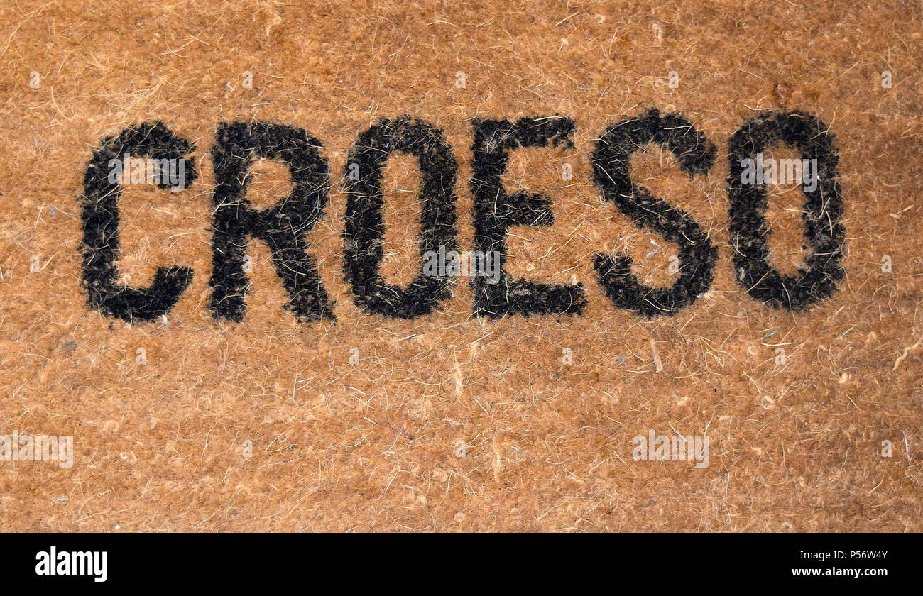 Willkommen in walisischer Sprache. Stockfoto