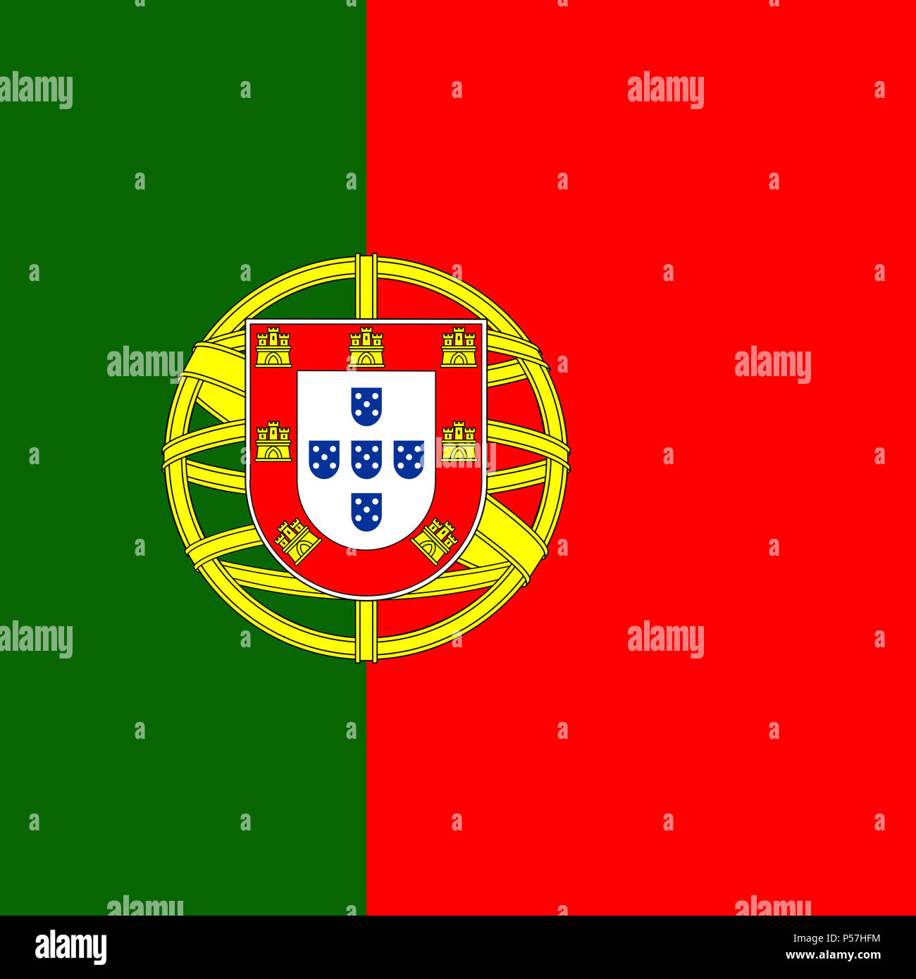 Offizielle Nationalflagge von Portugal Stockfoto