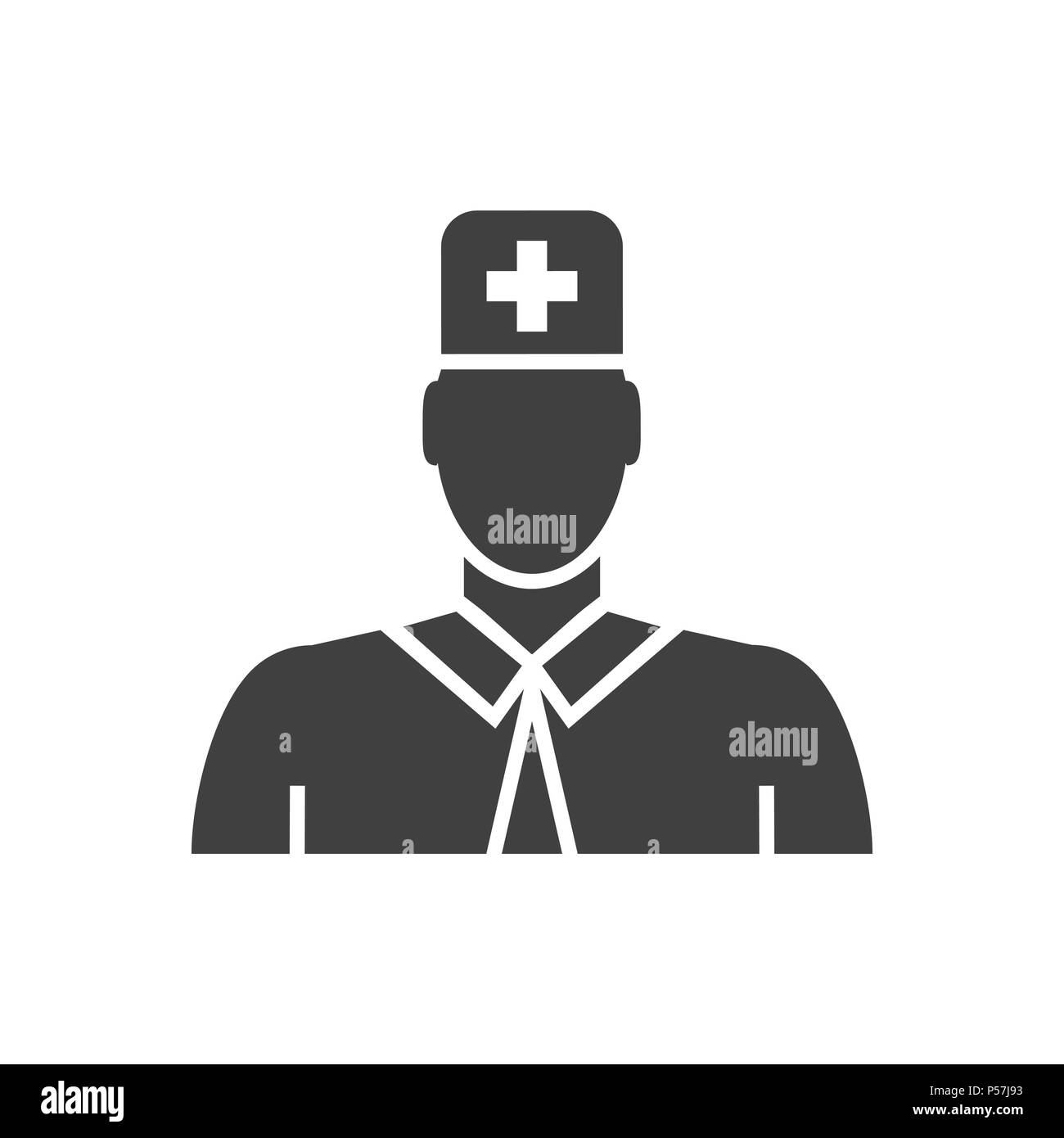 Arzt Glyphe Vektor Icon. Auf den weißen Hintergrund isoliert. Editierbare EPS-Datei. Vector Illustration. Stock Vektor