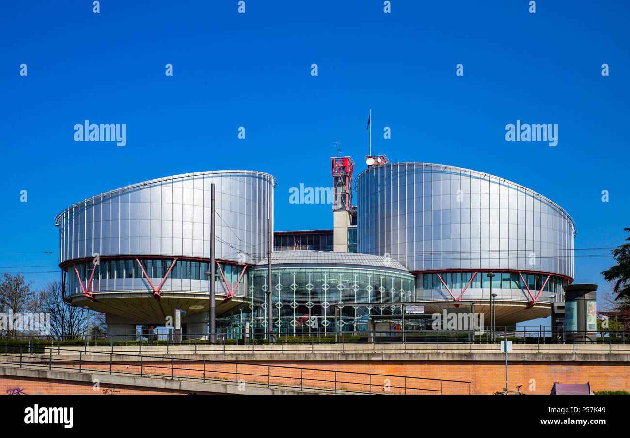Straßburg, den Europäischen Gerichtshof für Menschenrechte Gebäude, Cour Européenne des Droits de l'Homme, Elsass, Frankreich, Europa, Stockfoto