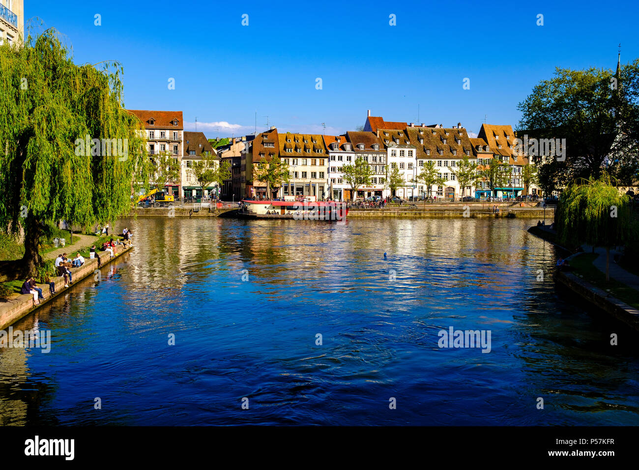Straßburg, Ill, Quai des Pêcheurs Quay, Fischer Wharf, Waterfront Häuser, Elsass, Frankreich, Europa, Stockfoto