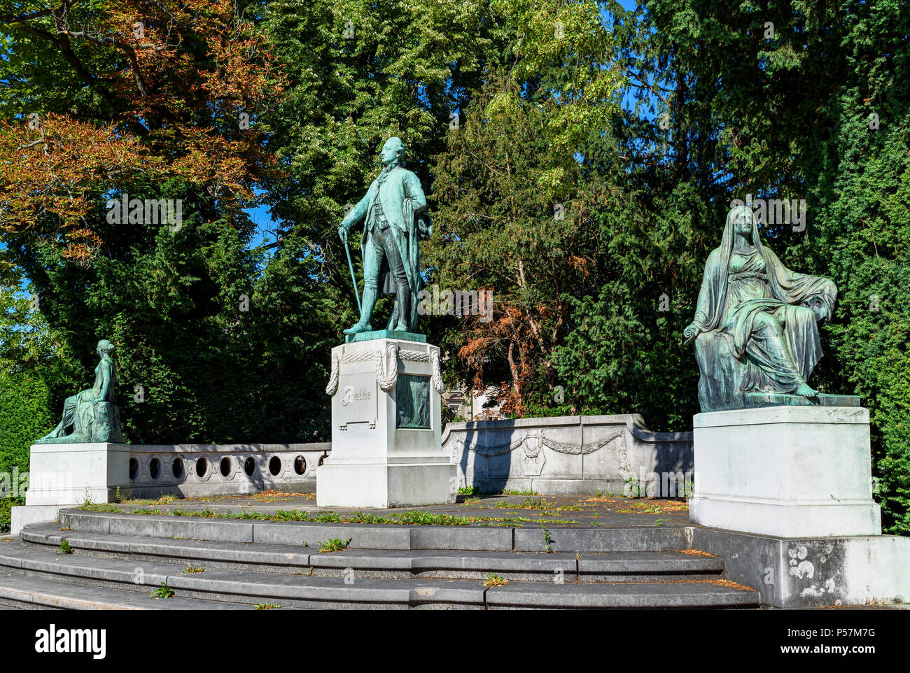 Straßburg, Johann Wolfgang Goethe Denkmal des Bildhauers Ernst Waegener 1904, Neustadt, Elsass, Frankreich, Europa, Stockfoto