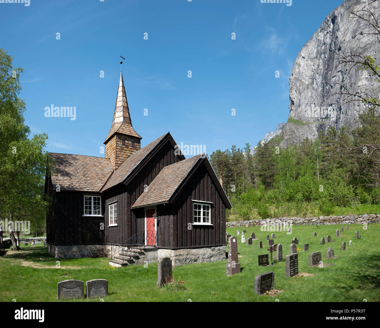 Kors Pfarrkirche in Rauma Gemeinde in Østfold County, Norwegen. Stockfoto