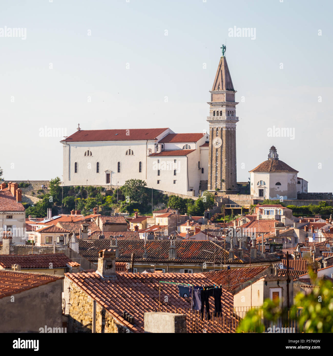 St. Georges Pfarrkirche in Piran, Slowenien. Stockfoto