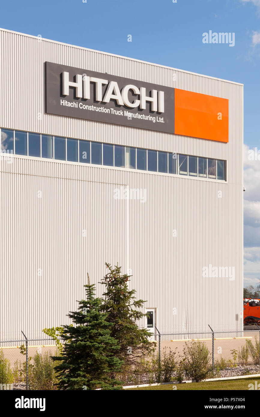 Die Hitachi Construction Truck Manufacturing Ltd facory in Guelph, Ontario, Kanada. Stockfoto