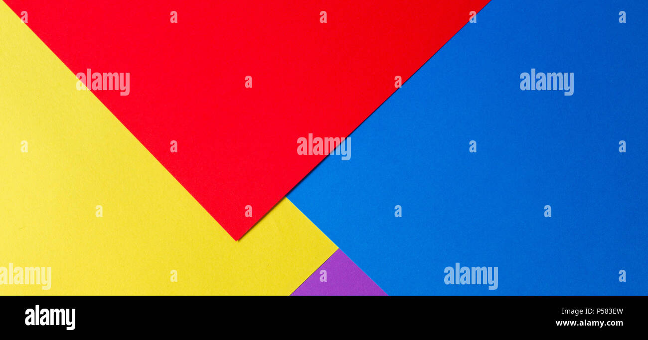Bunte Papier Hintergrund mit roten, blauen, violetten und yelloe Töne Stockfoto