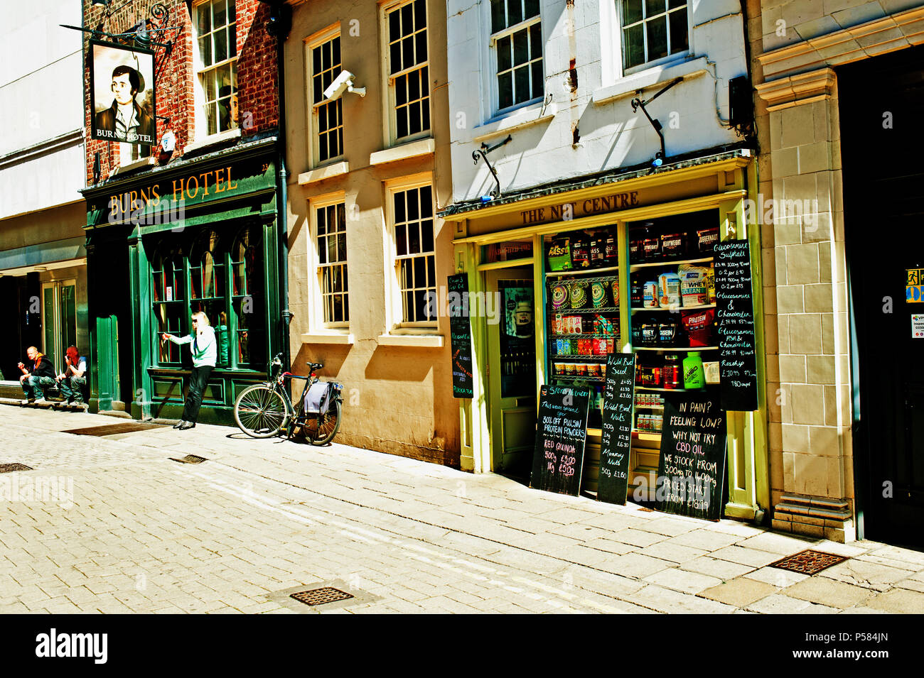 Die Mutter und Burns Hotel, Market Street, York, England Stockfoto