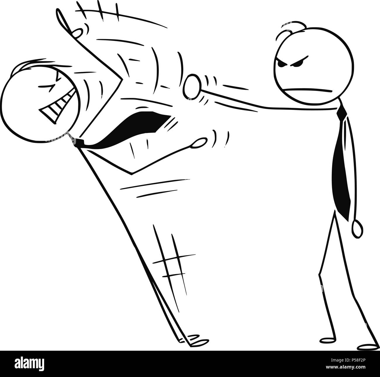Cartoon von Geschäftsmann Ende eines anderen Mannes Rede von ihm Stanzen Stock Vektor