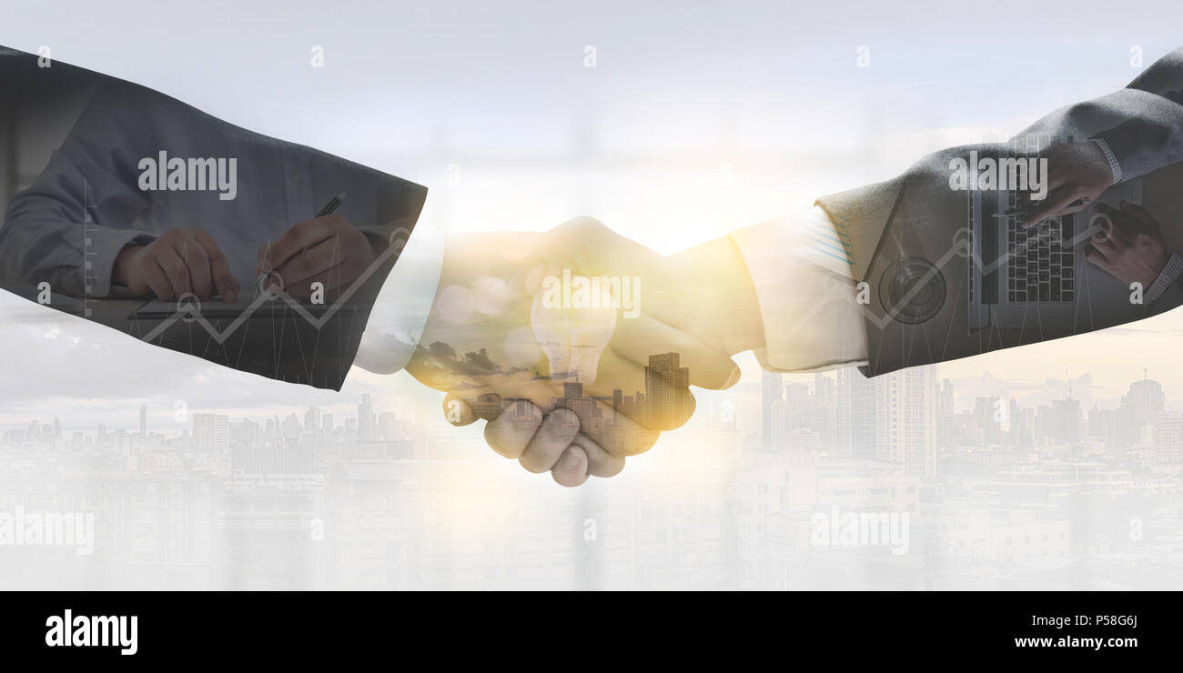 Geschäft zum Abschluss einer Sitzung Partner Händeschütteln Geschäftsmann Teamarbeit Stockfoto