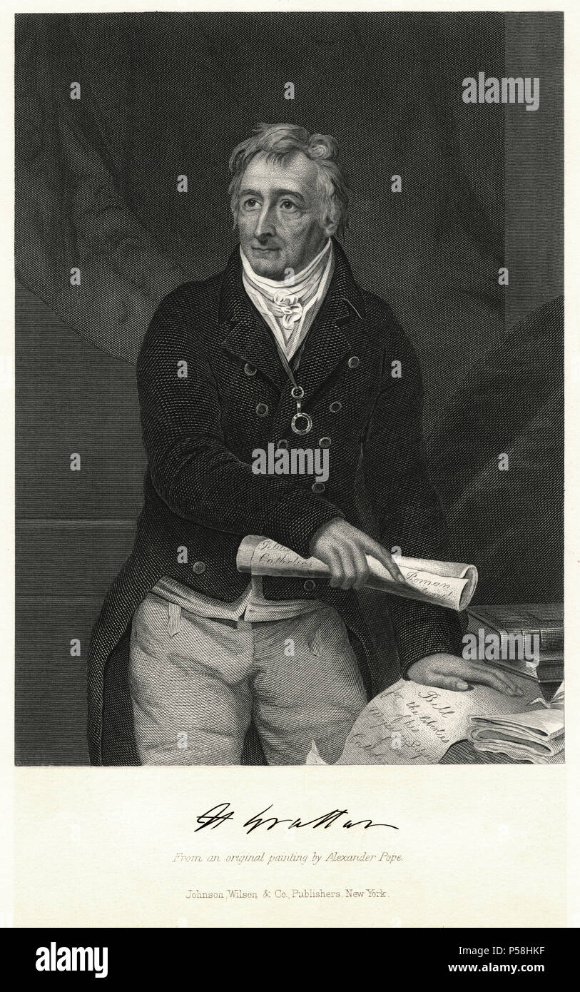 Henry Grattan (1746-1820), irischer Politiker und Mitglied der Irischen Unterhaus, Gravur von einem ursprünglichen Gemälde von Alexander Pope Stockfoto