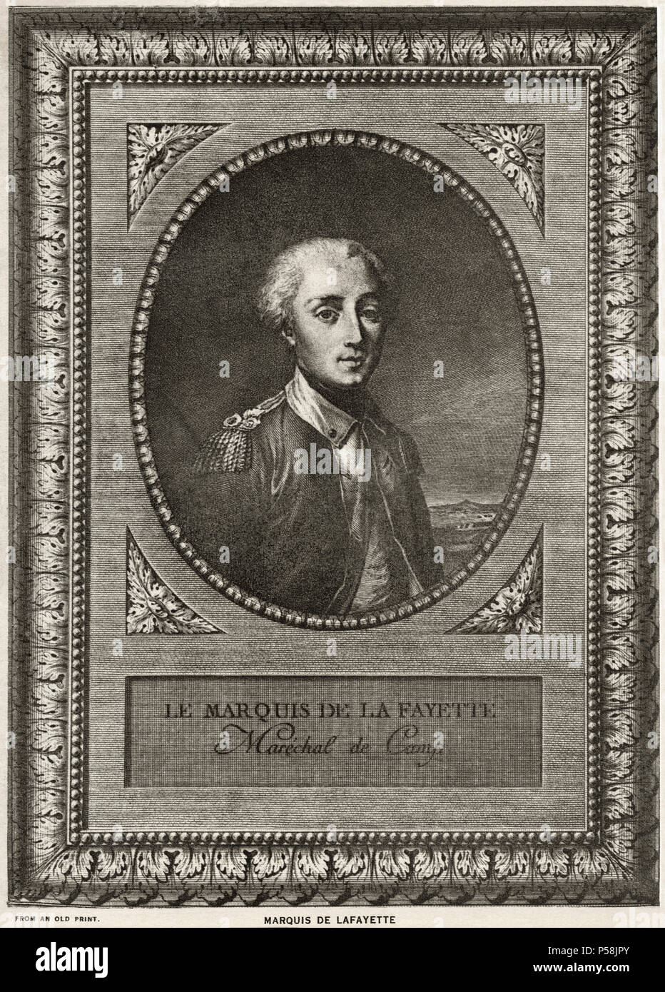 Marquis De Lafayette (1757-1834), französischer Aristokrat und Miliare Officer, kämpfte im Amerikanischen Unabhängigkeitskrieg, Porträt Stockfoto