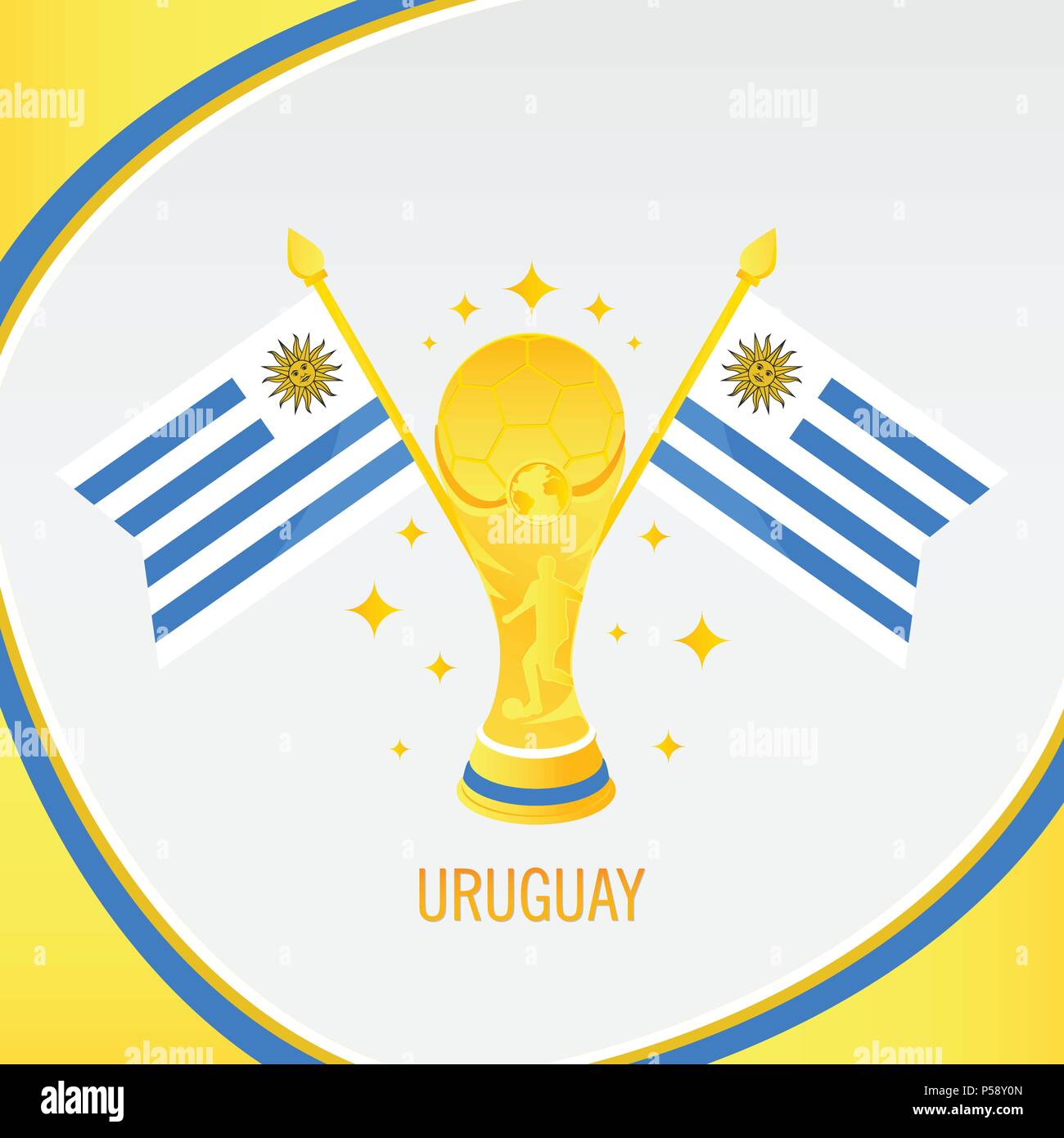 Uruguay Fußball-Meister 2018 - Flagge und Goldene Trophäe/Cup Stock Vektor