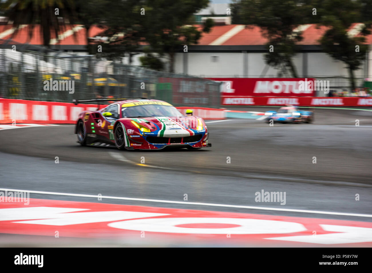 Mexiko City, Mexiko - September 01, 2017: Autodromo Hermanos Rodriguez. 6 Stunden von Mexiko, FIA WEC. Der AF CORSE Treiber Davide Rigon oder Sam Bird, an der FERRARI 488 GTE Nr. 71, das in der Freien Praxis I. Stockfoto