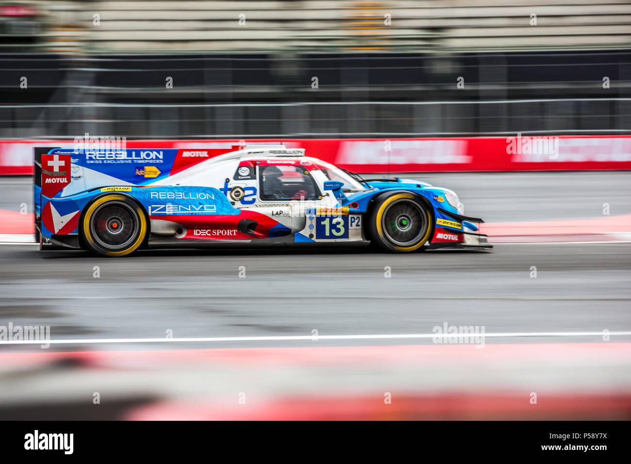 6 Stunden von Mexiko, 2017, Autodromo Hermanos Rodriguez, FIA FIA WEC, FIA World Endurance Championship, Mexiko City, Mexiko, WEC, Welt Endurace Meisterschaft, Motorsport, Sport, Racing, Rennen, WEC Autos, LM P2, VAILLANTE REBELLION, Oreca 07 Gibson, Mahtias Beche, David Heinemeier Hansson, Nelson Piquet Jr., Nr. 13, Nr. 13, freien Training habe ich, Regen, Regen, Wetter, Nass, Platz 2., 2., 2., 2., 2º, 2º, Stockfoto