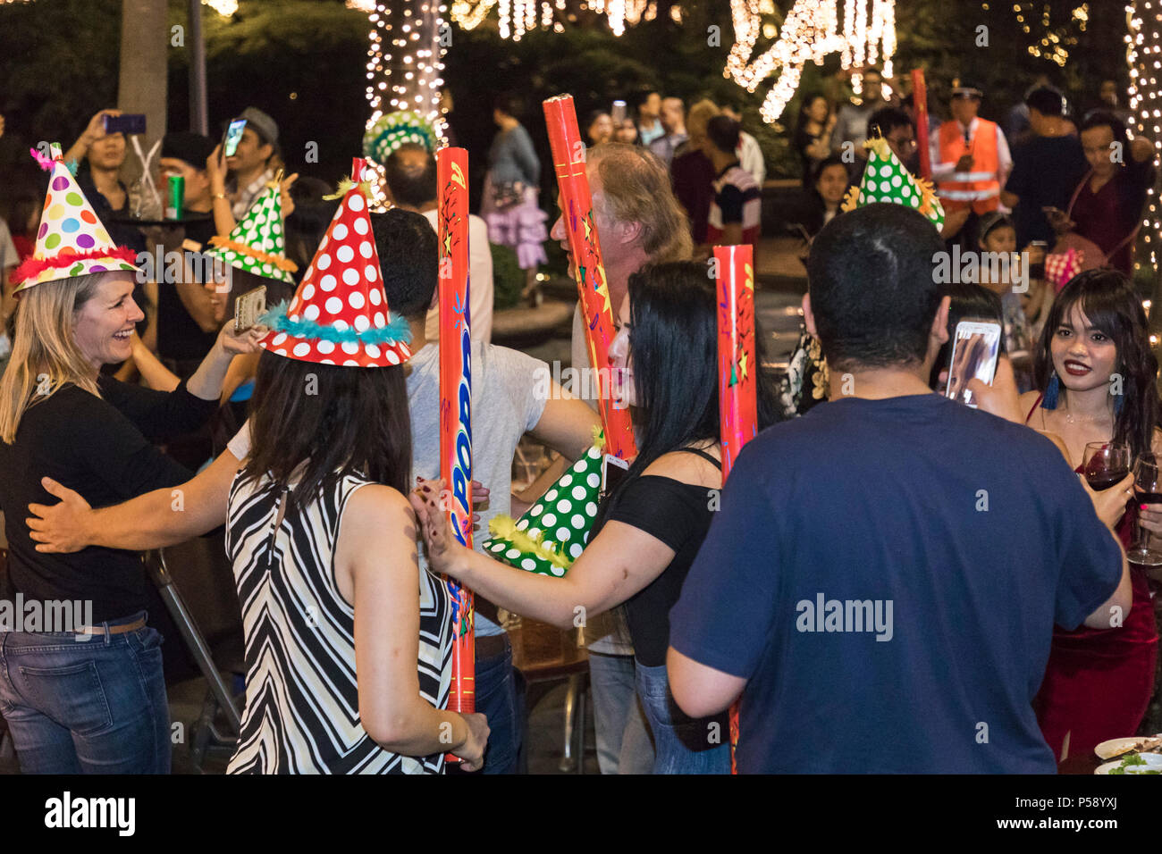 Silvester Party, Cafe Havanna, Greenbelt, Manila, Philippinen Stockfoto