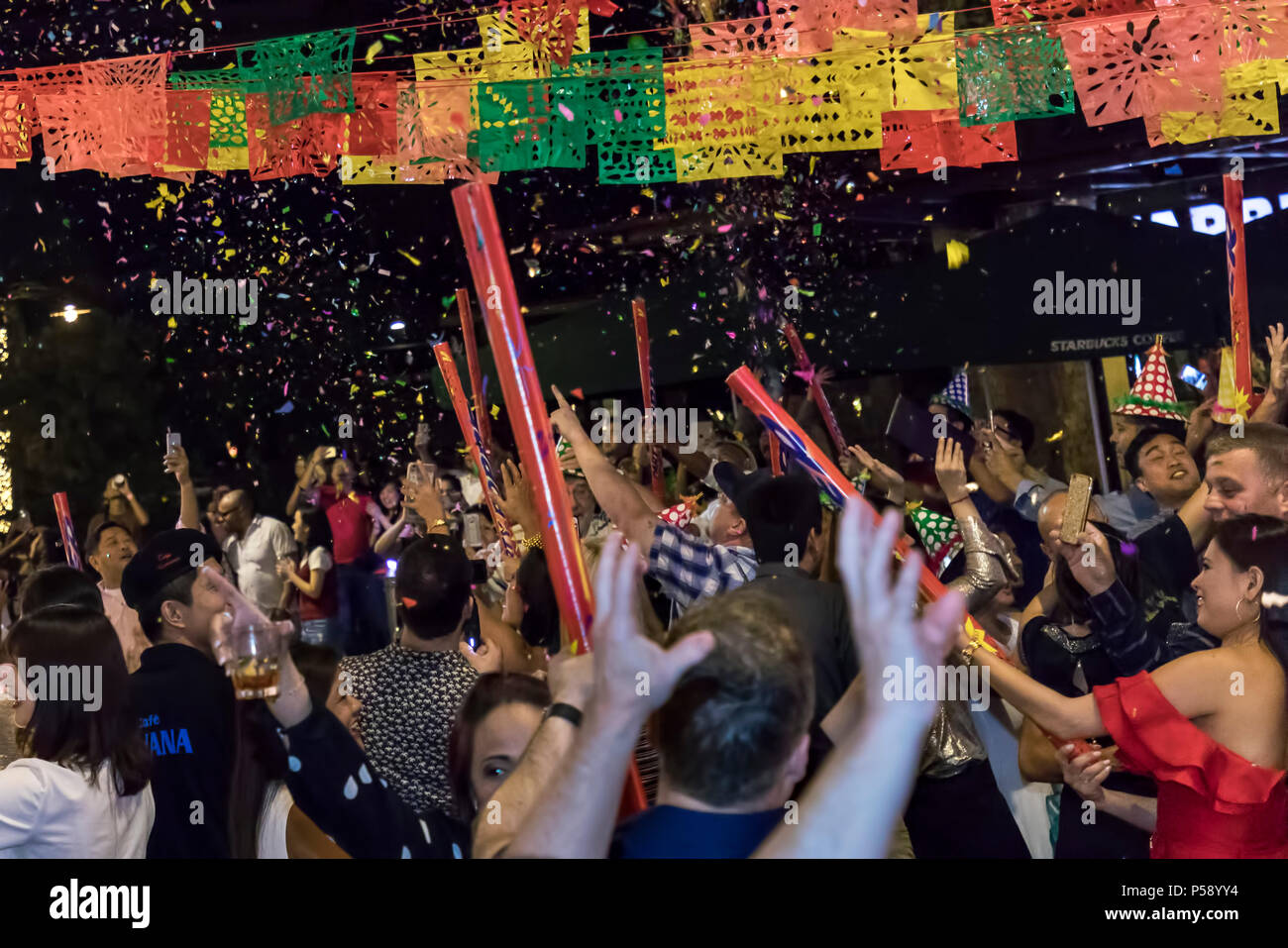 Silvester Party, Cafe Havanna, Greenbelt, Manila, Philippinen Stockfoto