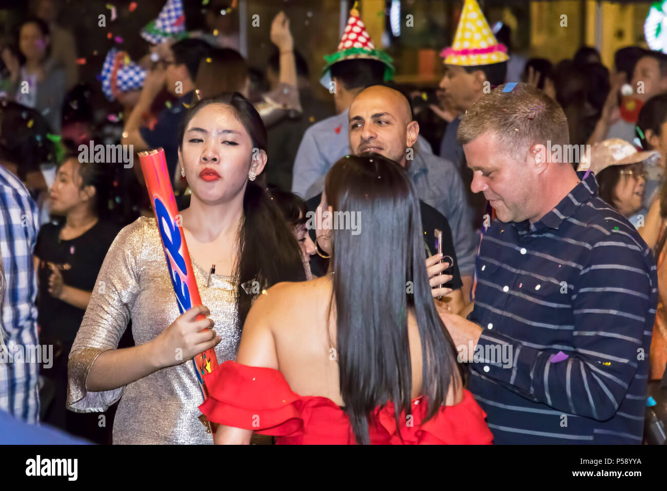 Silvester Party, Cafe Havanna, Greenbelt, Manila, Philippinen Stockfoto