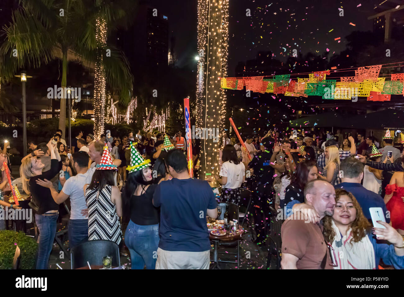 Silvester Party, Cafe Havanna, Greenbelt, Manila, Philippinen Stockfoto