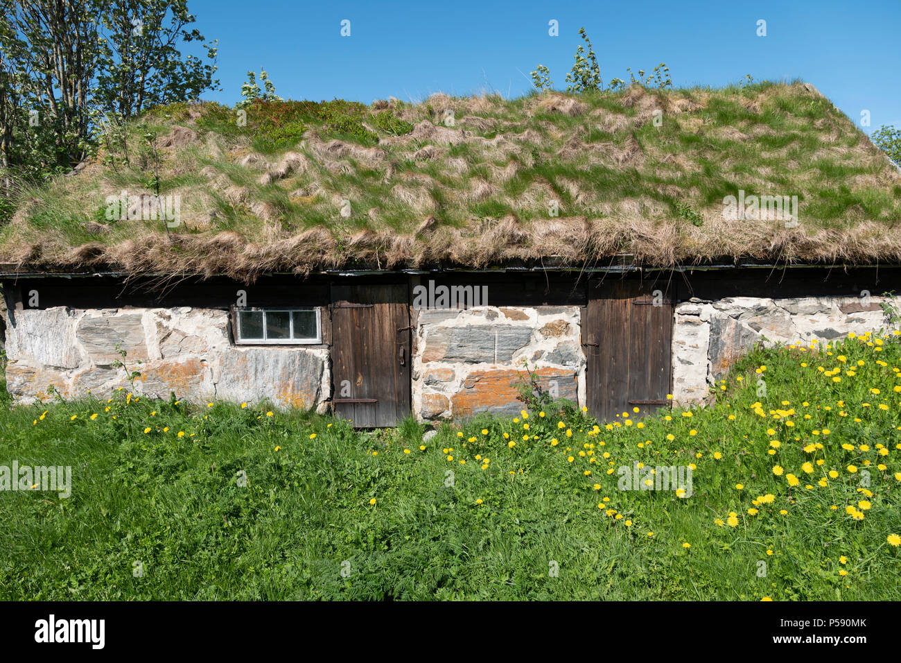 Fisherman's Hut in der Nähe der Küste, Norwegen. Stockfoto