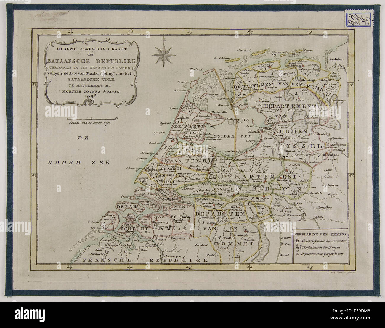 1798, Karte von die Batavische Republik der Niederlande. Stockfoto