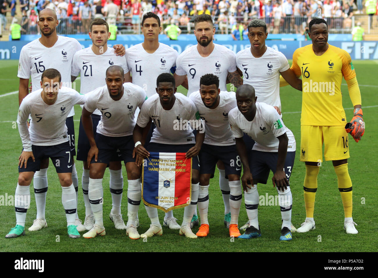 Luzhniki Stadion, Moskau, Russland. 26 Juni, 2018. FIFA Fußball-WM, Gruppe C, Dänemark und Frankreich; Team Frankreich Line up Credit: Aktion plus Sport/Alamy leben Nachrichten Stockfoto