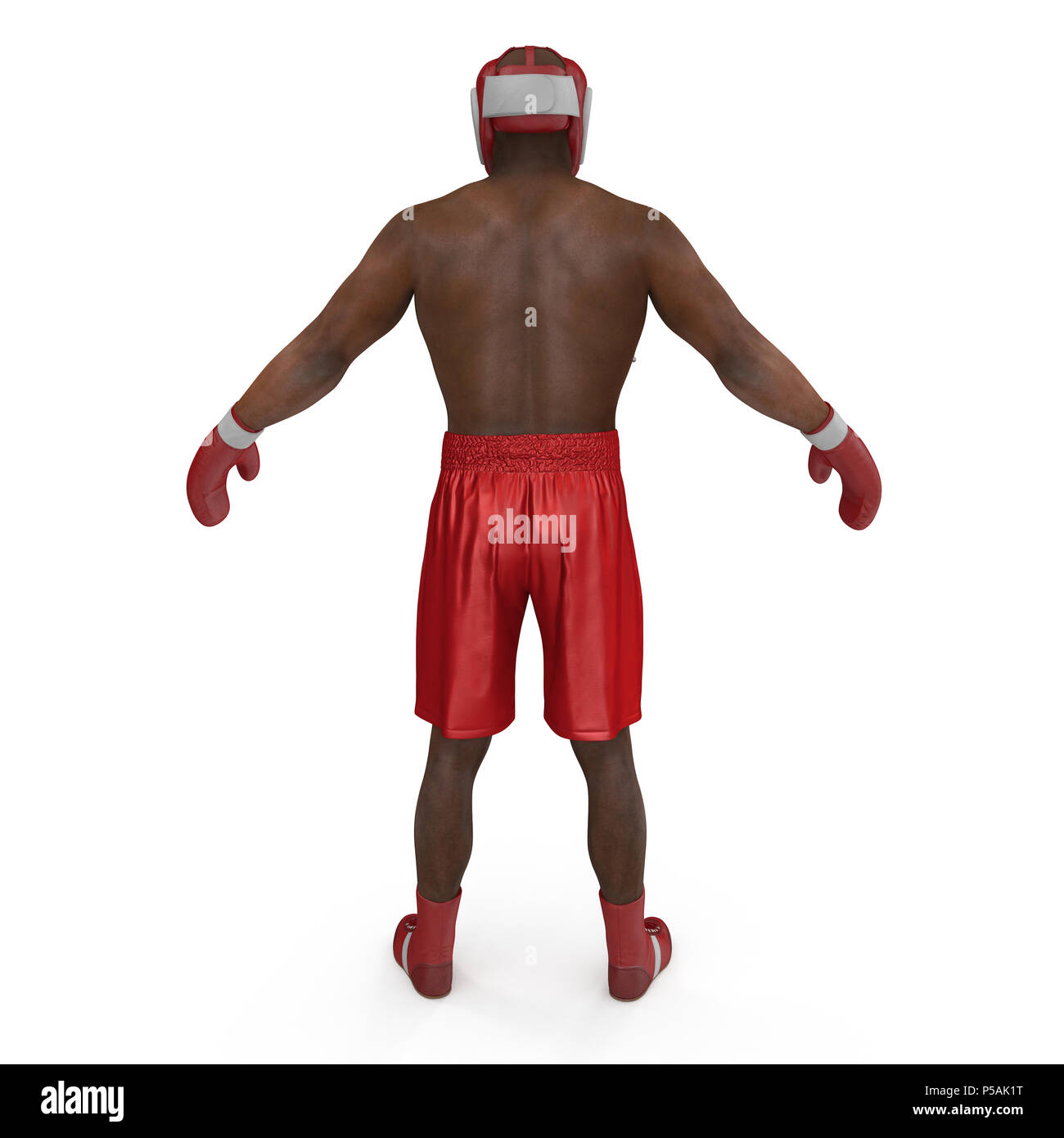 Afrikanische amerikanische männliche Boxer auf Weiß. 3D-Darstellung Stockfoto