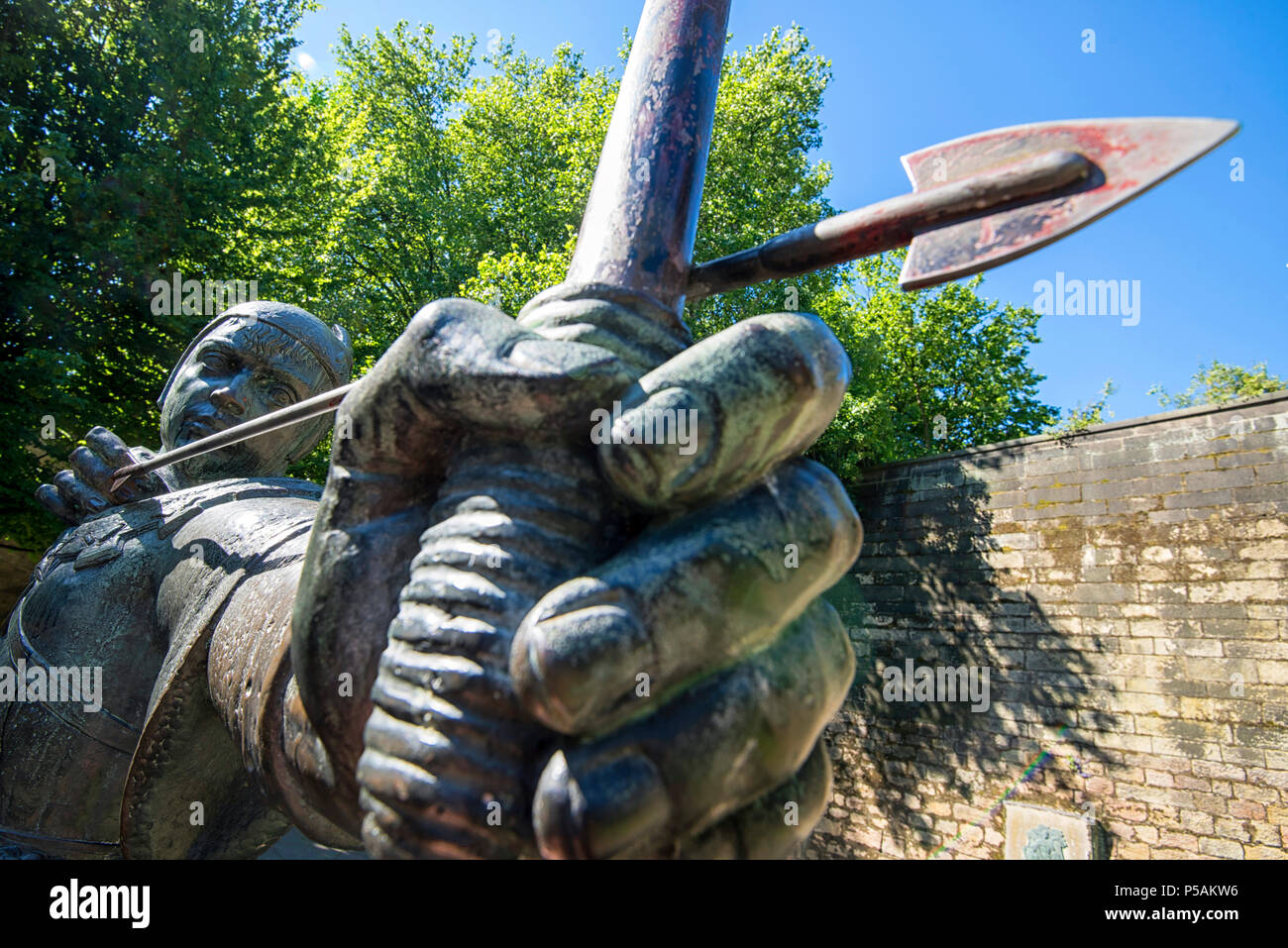 Robin Hood Statue, Nottingham Nottinghamshire England Großbritannien Stockfoto