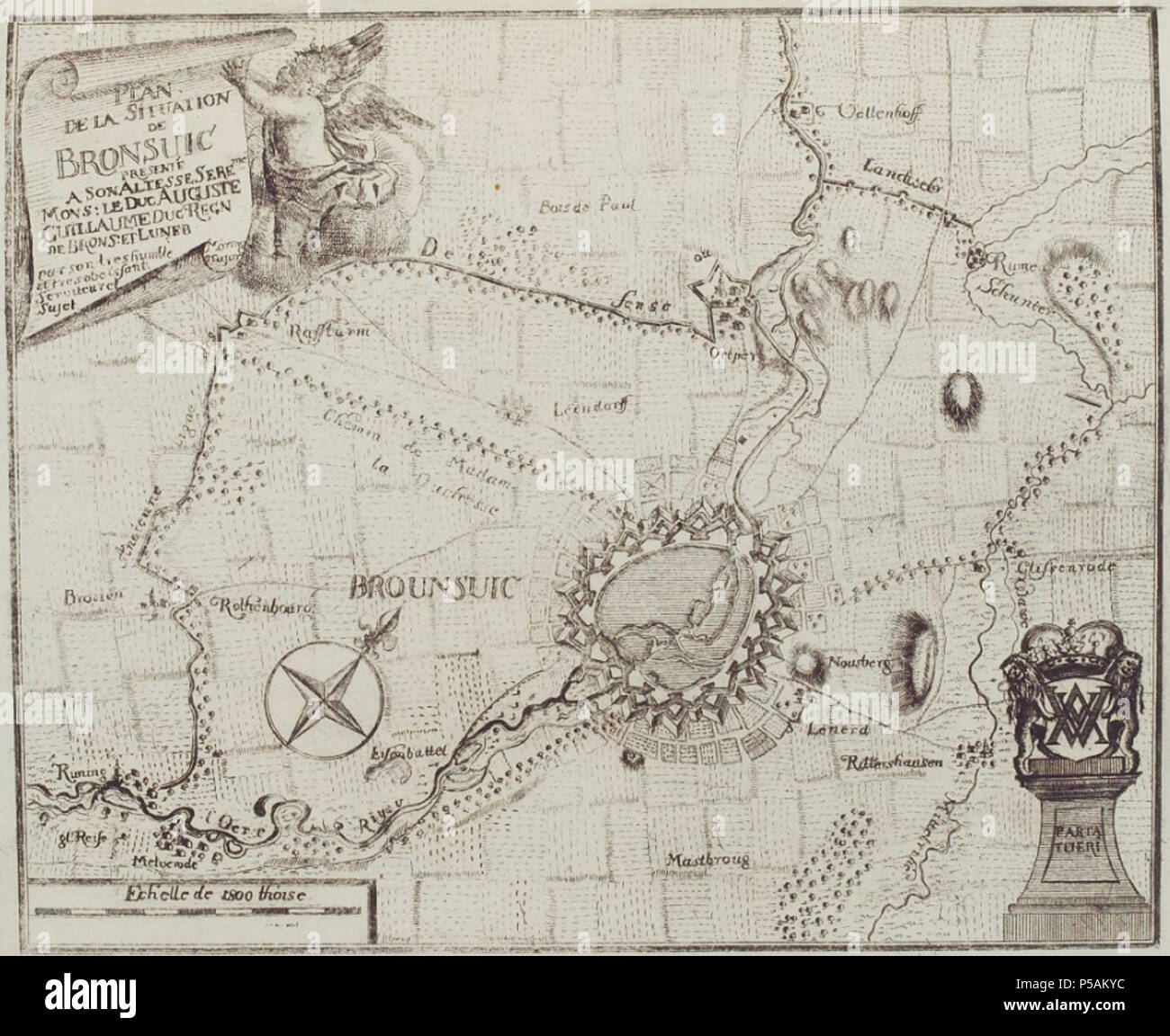 N/A. English: Stadtplan Braunschweig, 1714-1750. Englisch: Stadtplan von Braunschweig, Deutschland, 1714-1750. zwischen 1714 und 1750. Unbekannt 233 Braunschweig Map 1714-1750 Stockfoto