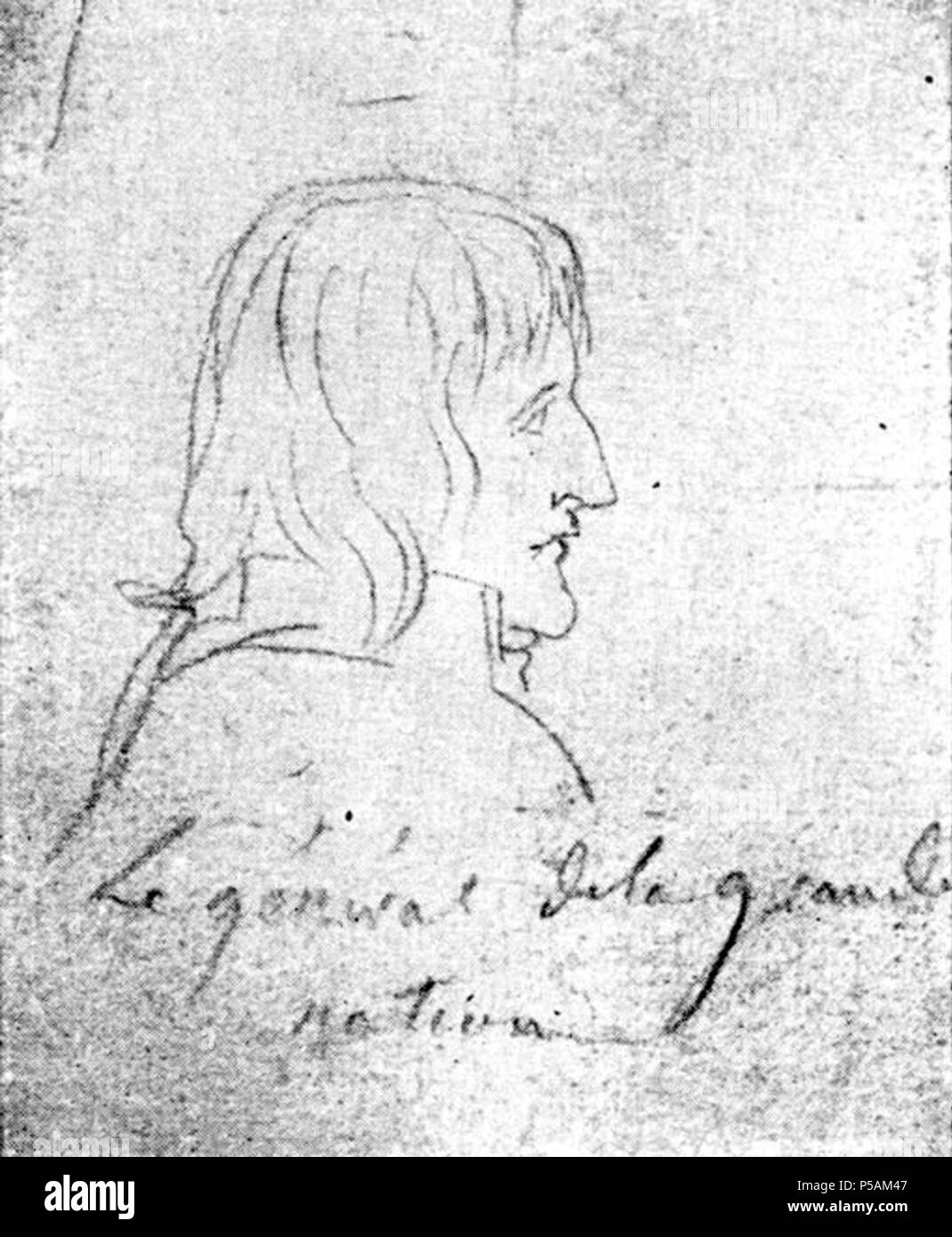 N/A. Français: Dessin de David représentant de Napoléon Bonaparte profil Esquisse faite En 1798. Avec en Dessous l'Inschrift "Le Général de la Grande Nation". 1798. Jacques-Louis David (1748 - 1825) Alternative Namen Jacques Louis David; David Jak Lui Beschreibung Französische Maler und Politiker Geburtsdatum / Tod 30. August 1748 vom 29. Dezember 1825 Ort der Geburt / Todes Paris Brüssel arbeiten Zeitraum Neoklassizismus Arbeitsort Paris, Rom, Brüssel Kontrolle: Q 83155 VIAF: 66575297 ISNI: 0000 0001 2137 4173 ULAN: 500115221 50035639 LCCN: n NLA: 35033606 WorldCat 440 Dessin Bonapa Stockfoto