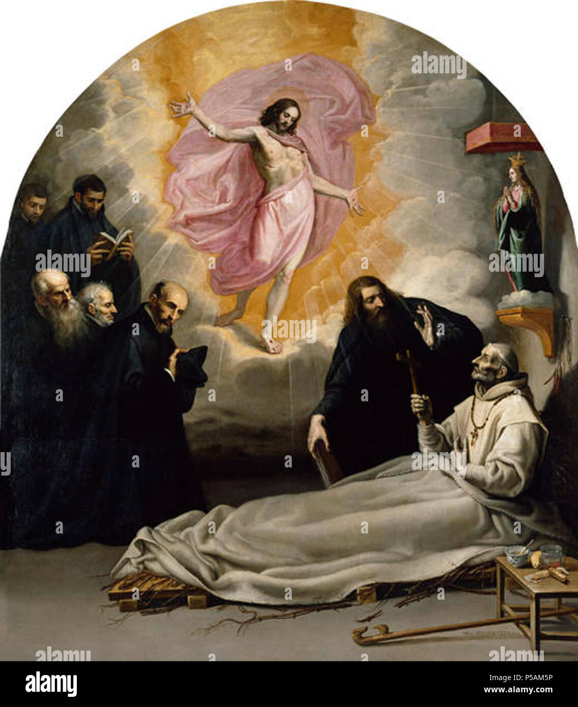 N/A. Español: Vicente Carducho. La muerte del verehrten Odón de Novara (1632). Óleo sobre lienzo. Medidas: 337 cm x 299 cm. Entre los personajes retratados están El propio Pintor y el escritor Lope de Vega. 29 Juni 2010, 15:32:37. Vicente Carducho (c.1576-1638) 271 Carducho. Pinturas del Claustro de El Paular, 07. Stockfoto