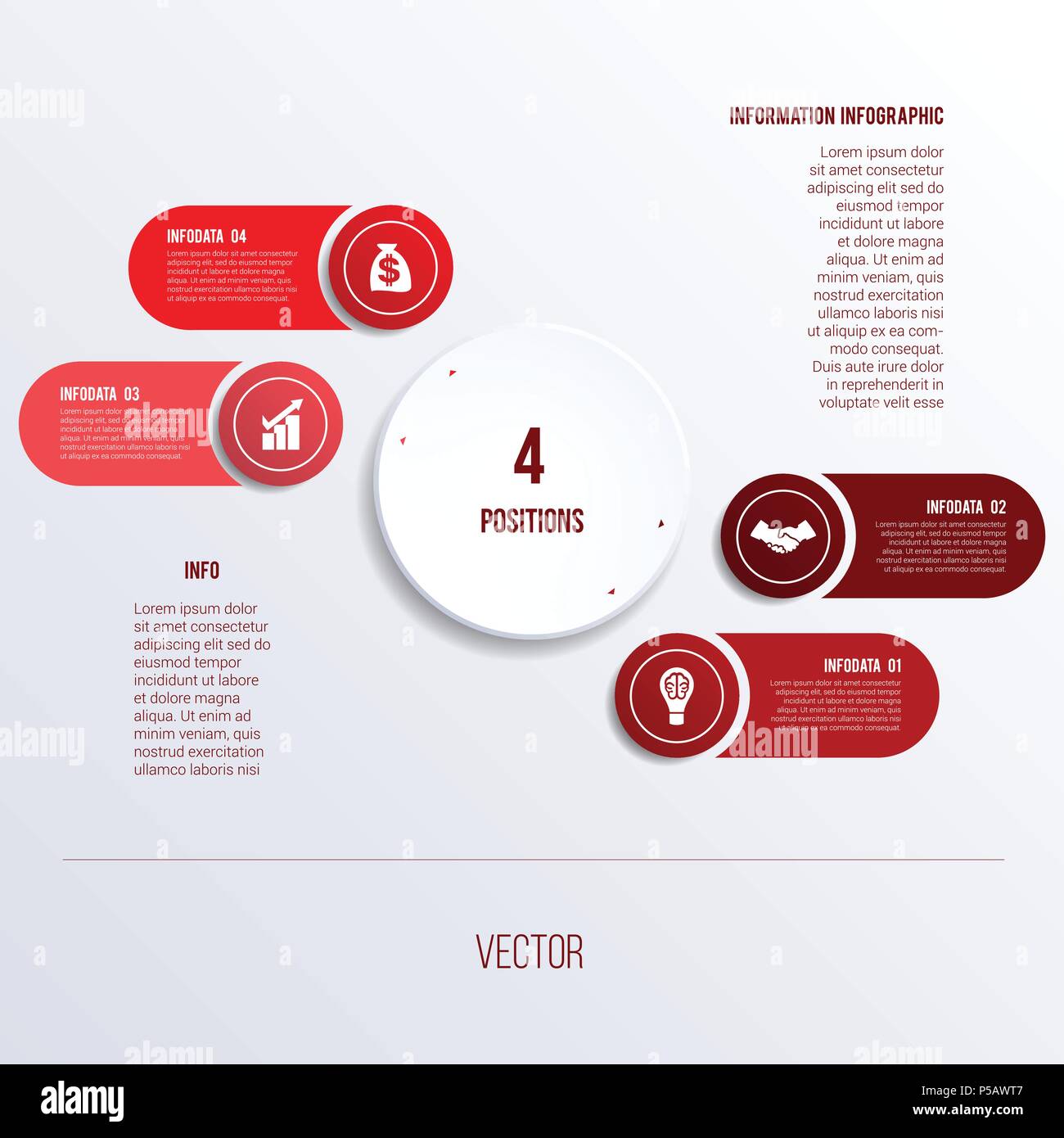 Prozessablauf Vorlage für die Präsentation 4 Option Kreise banner Was als Business infograpchic, Chart, Diagramm, Tabelle, Workflow Layout verwendet werden kann. Stock Vektor