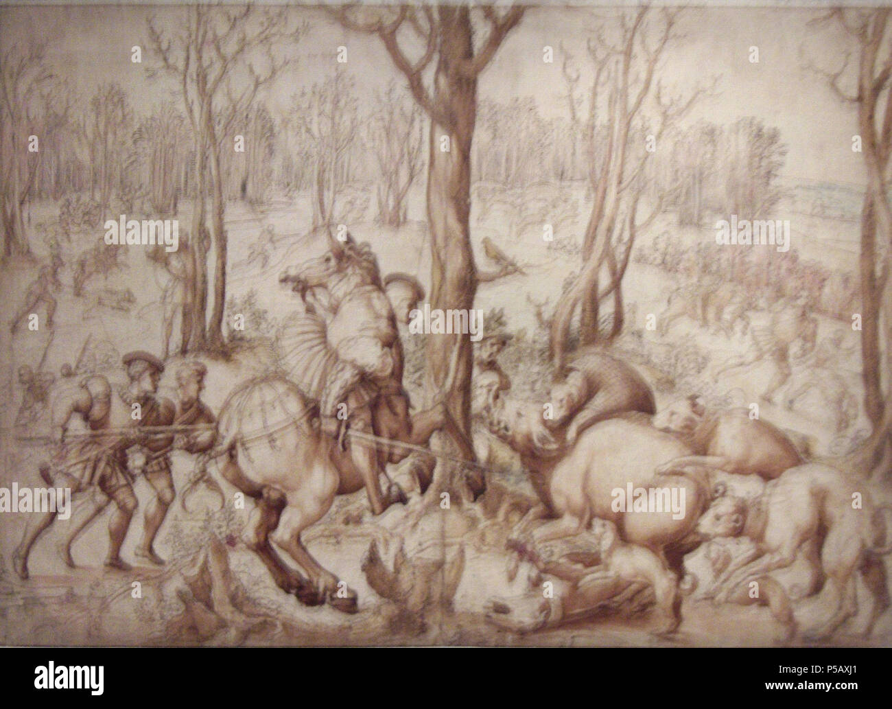De Jacht op het everzwijn. Nederlands: voorbereidende Studie voor een Karton de Reeks wandtapijten 'De Jachten van Maximiliaan' Bernard van Orley (ca. 1491/1492-1542) Alternative Namen: Barend Van Orley, barent Van Orley, Bernaert Van Orley, Bernart Van Orley Beschreibung flämischen Maler, Zeichner und Grafiker Geburtsdatum / Tod ca. 1487-1491 vom 6. Januar 1541 Ort der Geburt / Todes Brüssel Murcia Arbeit Periode von 1510 bis 1542 Standort Brüssel Authority control: Q 454678 VIAF: 88879321 ISNI: 0000 0000 6203 0775 ULAN: 500023119 LCCN: n 82144436 WGA: ORLEY, Bernaer Stockfoto