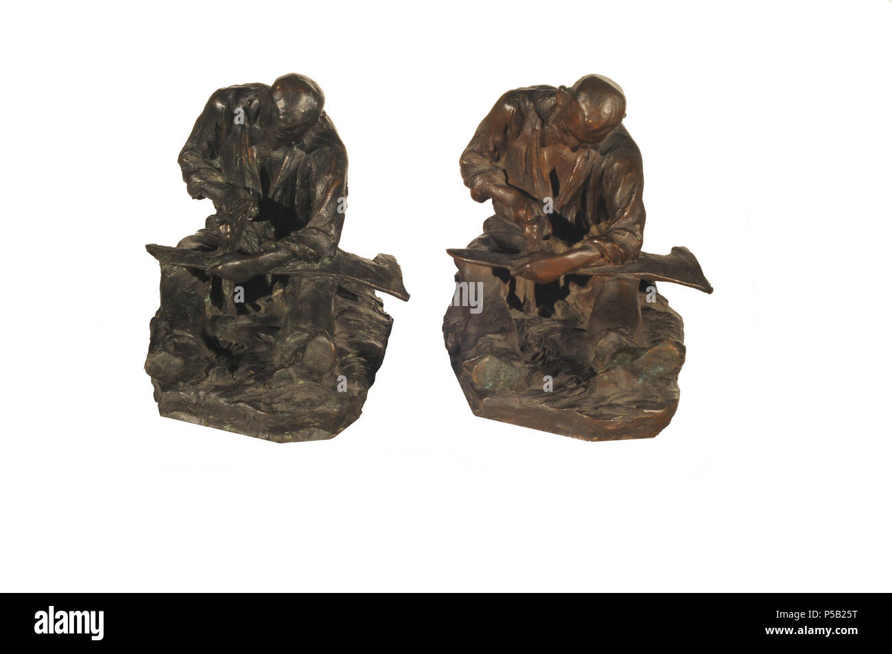 N/A. Español: Jules Dalou, El Segador. Siglo XIX. 13,5 x 11,5 x 16 cm, modelado y vaciado de Bronce con pátina Negra. Inv. 3673. 18 September 2009, 15:13:09. Jules Dalou 502 El Segador - Jules Dalou Stockfoto