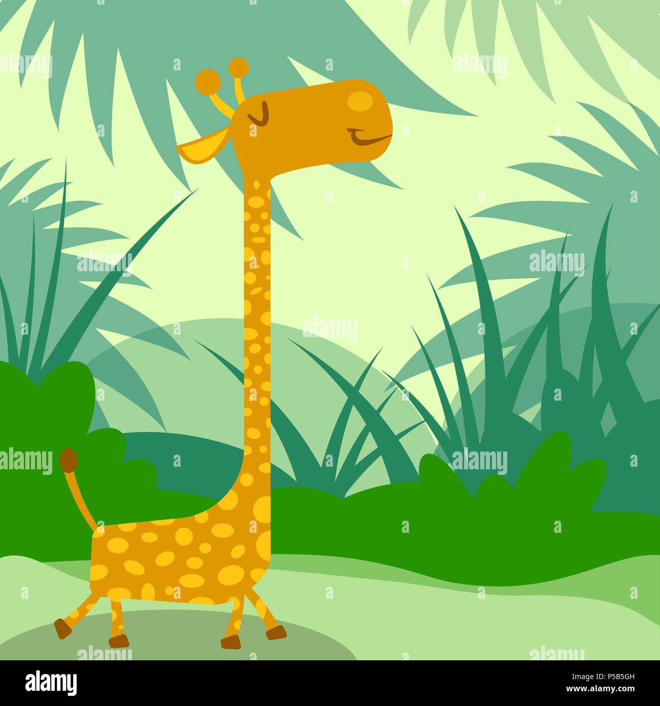 Happy giraffe Wandern in Dschungel Abbildung Stock Vektor