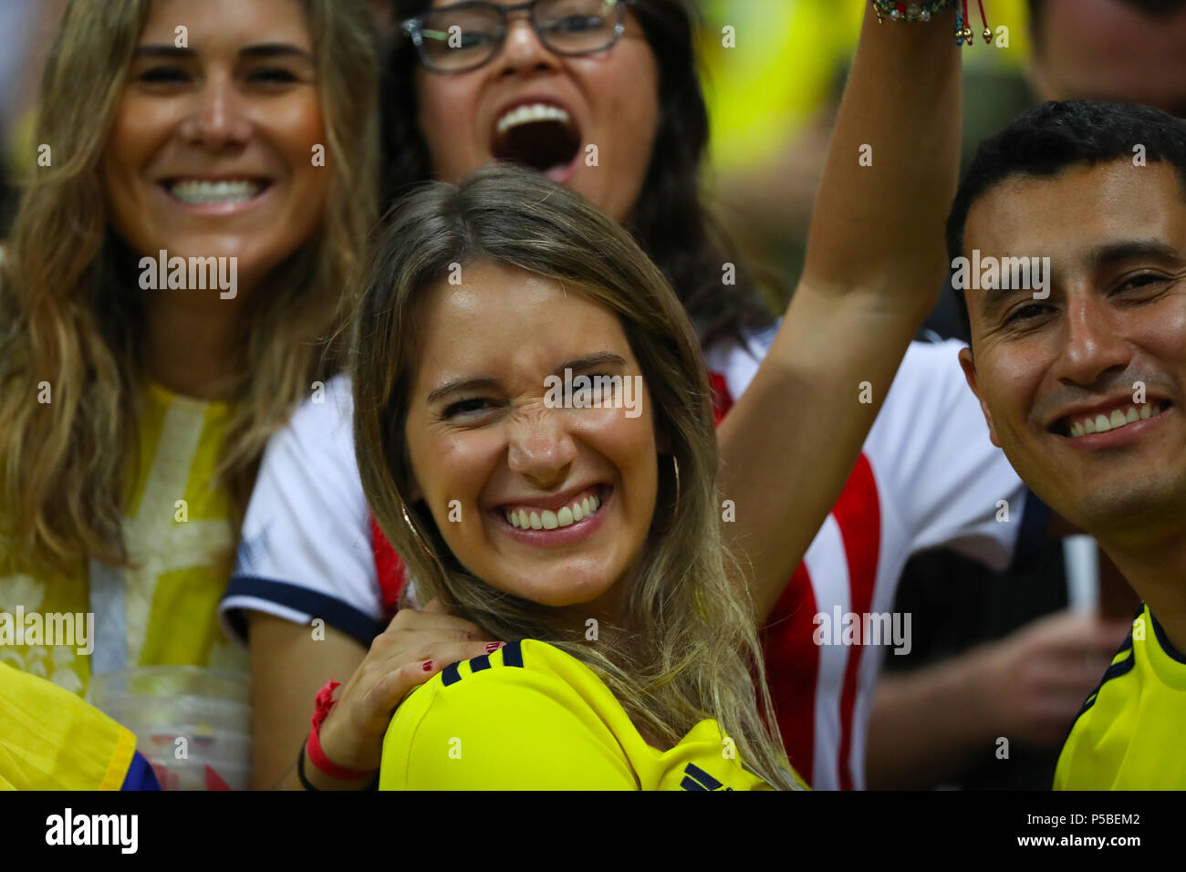 Kolumbien nationale Team Fan während der Fußball-WM 2018 Match zwischen, Polen vs Kolumbien am 24. Juni 2018, Kazan Stockfoto