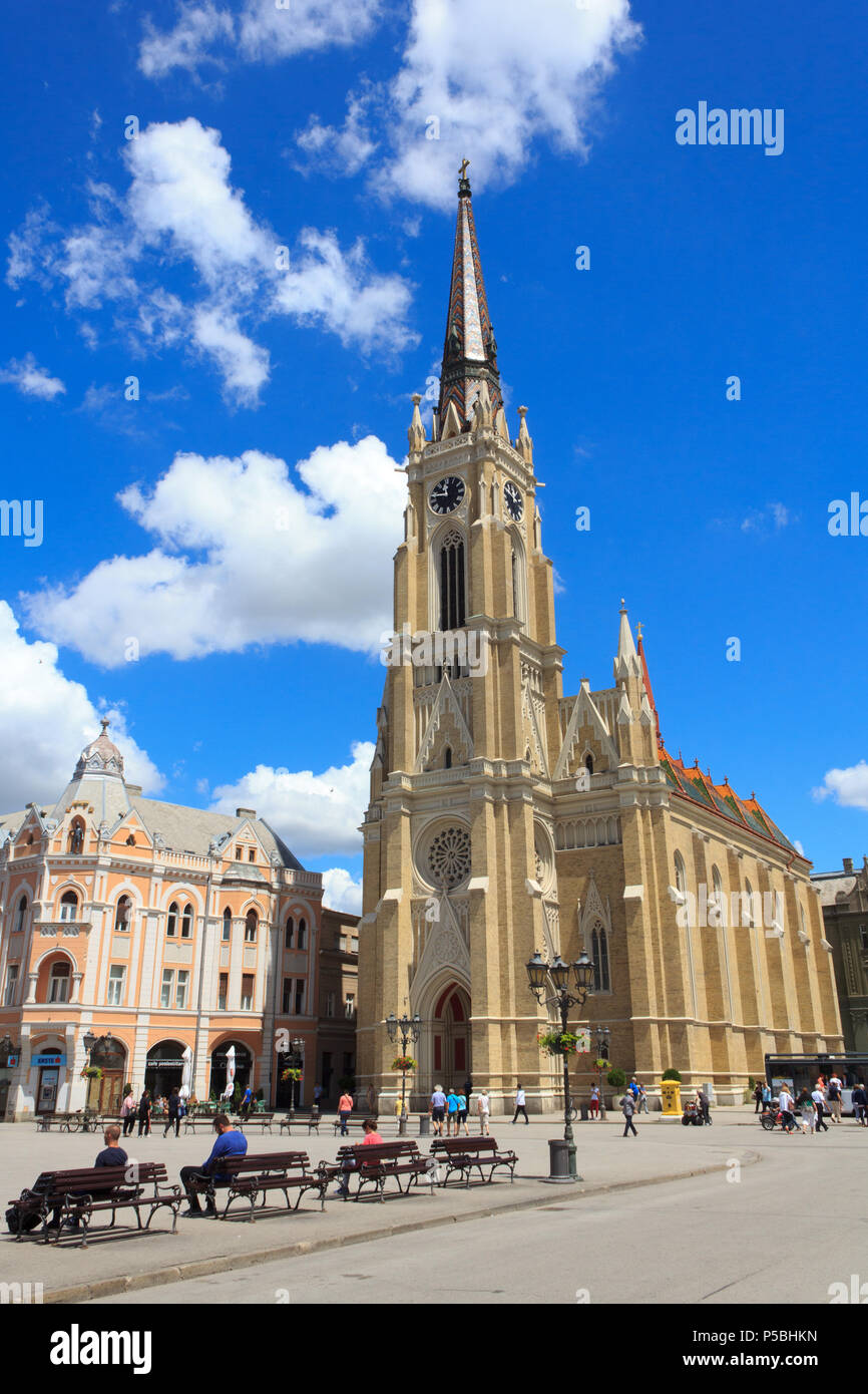 Name der Maria Kirche in Novi Sad an einem sonnigen Sommertag Stockfoto