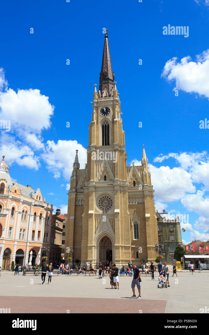 Name der Maria Kirche in Novi Sad an einem sonnigen Sommertag Stockfoto