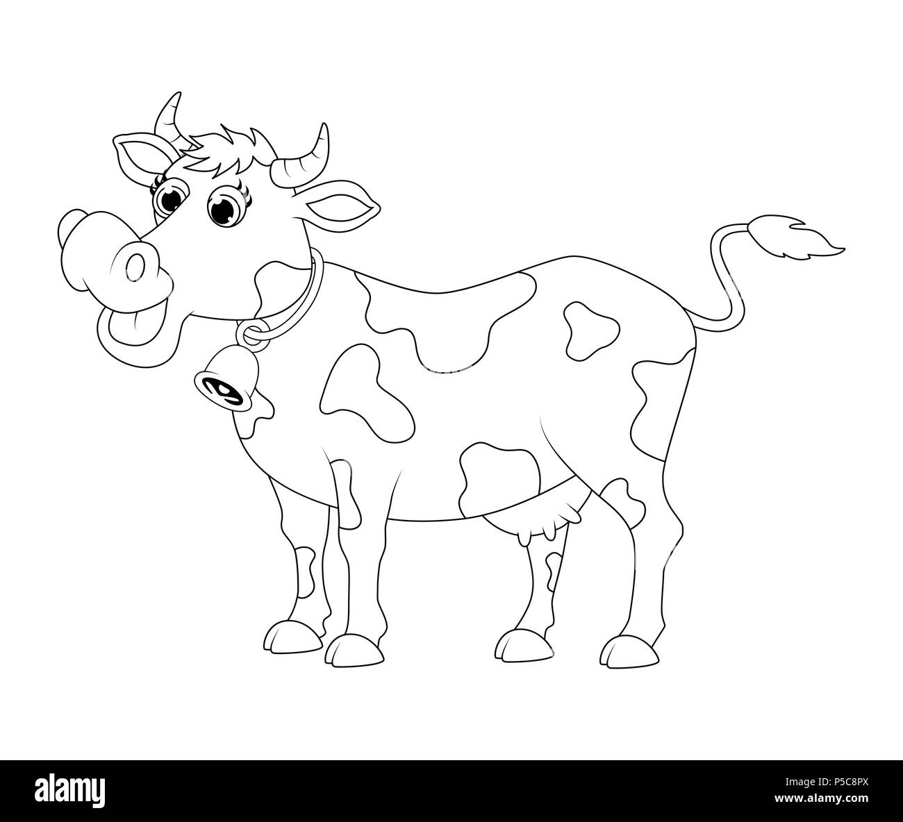 Cartoon cute cow Grobentwurf auf weißem Hintergrund Stock Vektor