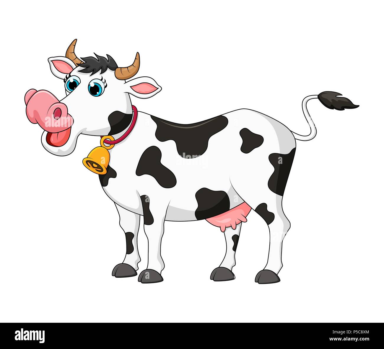Cartoon weibliche Kuh niedlich Design auf weißem Hintergrund Stock Vektor