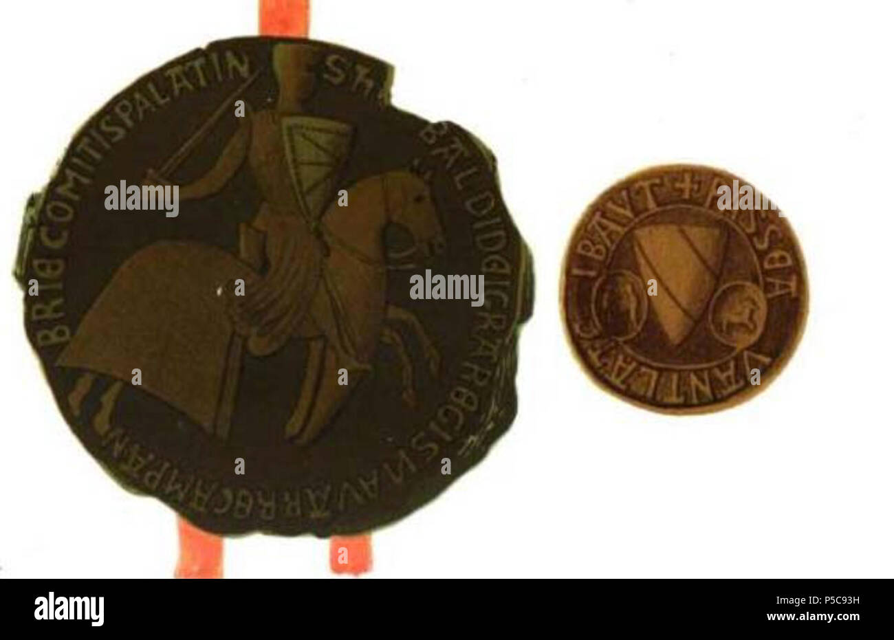 114 Anverso y Reverso del sello Teobaldo ich de Navarra ich IV de Champaña Stockfoto