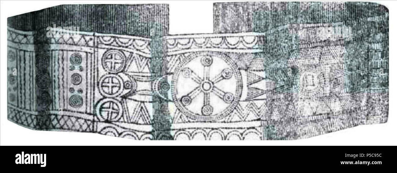 N/A. Englisch: Bronze blatt Riemen archäologische Fund Gusterita Sibiu (Dacia), Bronzezeit. 1877. Tocilescu Grigore George (1850-1909) 241 Bronze blatt Riemen (Dacia) Stockfoto